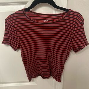 Urban Outfitters Red and Black Shortsleeve Baby Tee Size L